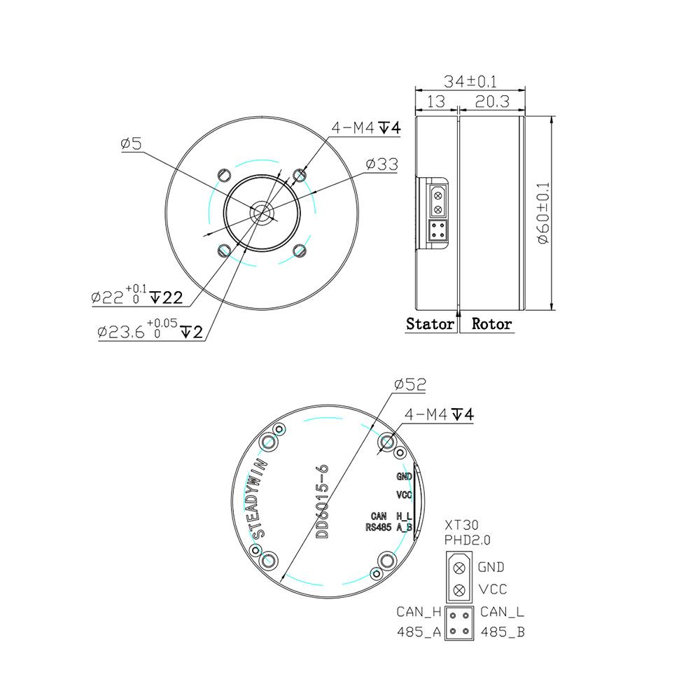 Direct Drive Servo Motor Robotics - DD6015 ダイレクトドライブサーボモーター - ジンバル、ペイロードスタビライザー、ロボットジョイントモジュール