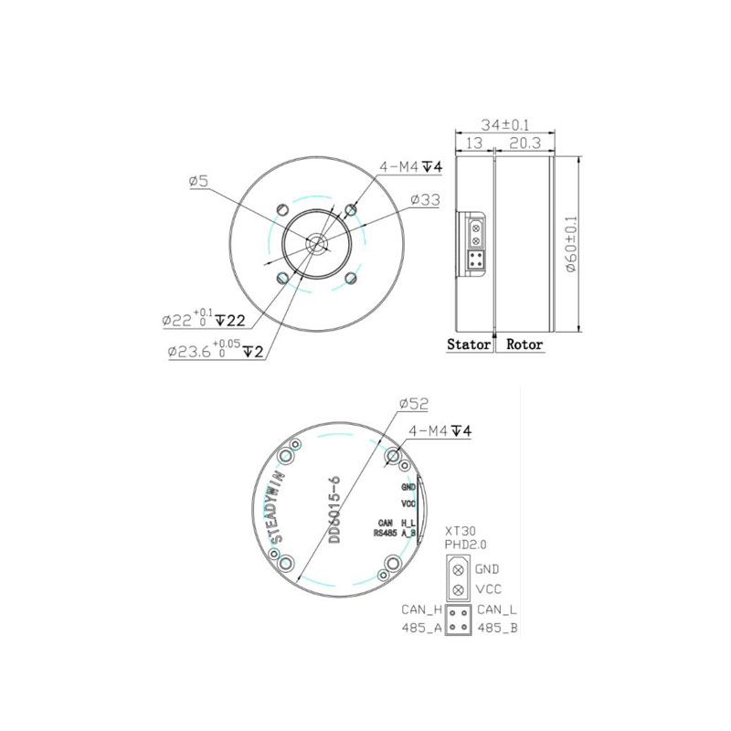 Direct Drive Servo Motor Robotics - パン/チルト、ロードスタビライザー、ロボットジョイントモジュール - DD6015 ダイレクトドライブサーボモーター